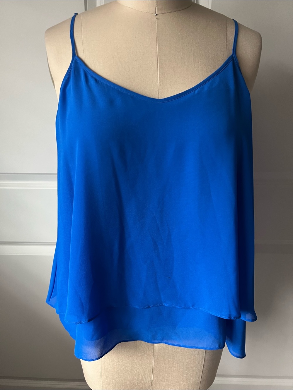 New Blue Spaghetti Strap Layered Cami Top